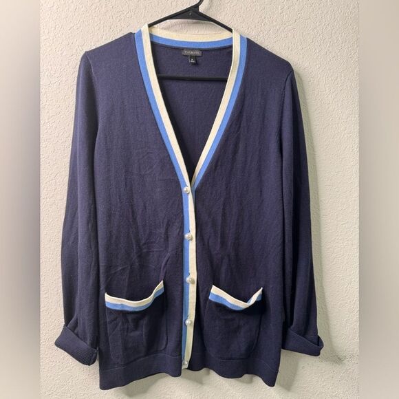 Talbots Sweater Cardigan Blue with Faux Pearl Buttons Women's Size M - Picture 1 of 3